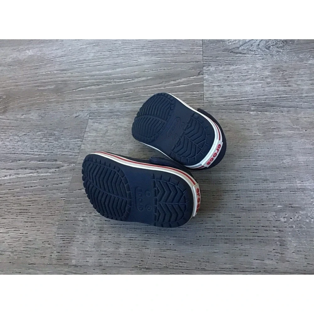 Crocs Crocband Clog Slip On Shoes Toddler Baby 4 C4 Navy White Red Stripe